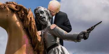 Controversy as Biden Caught Sniffing Confederate Statue, Claims It “Smelled Like History”