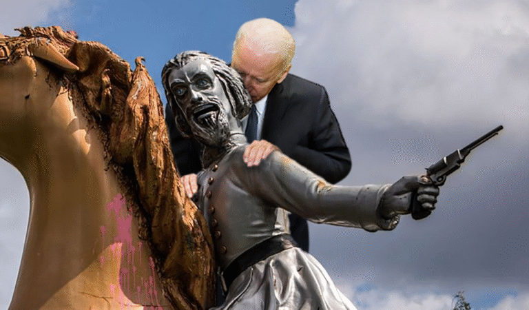 Controversy as Biden Caught Sniffing Confederate Statue, Claims It “Smelled Like History”